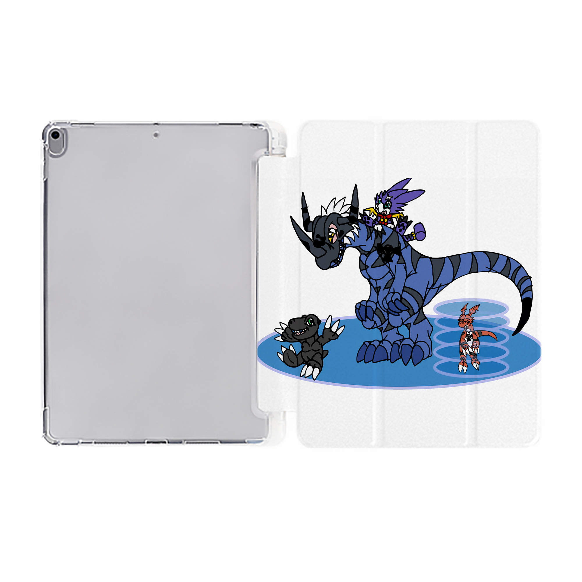 （画像用） Digimon デジタルモンスター/デジモン IPad ケース ペン収納付き 三つ折りスタンド PUレザー×シリコン 対応機種9.5/10.5/10.9インチ